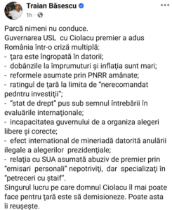 Basescu despre Ciolacu