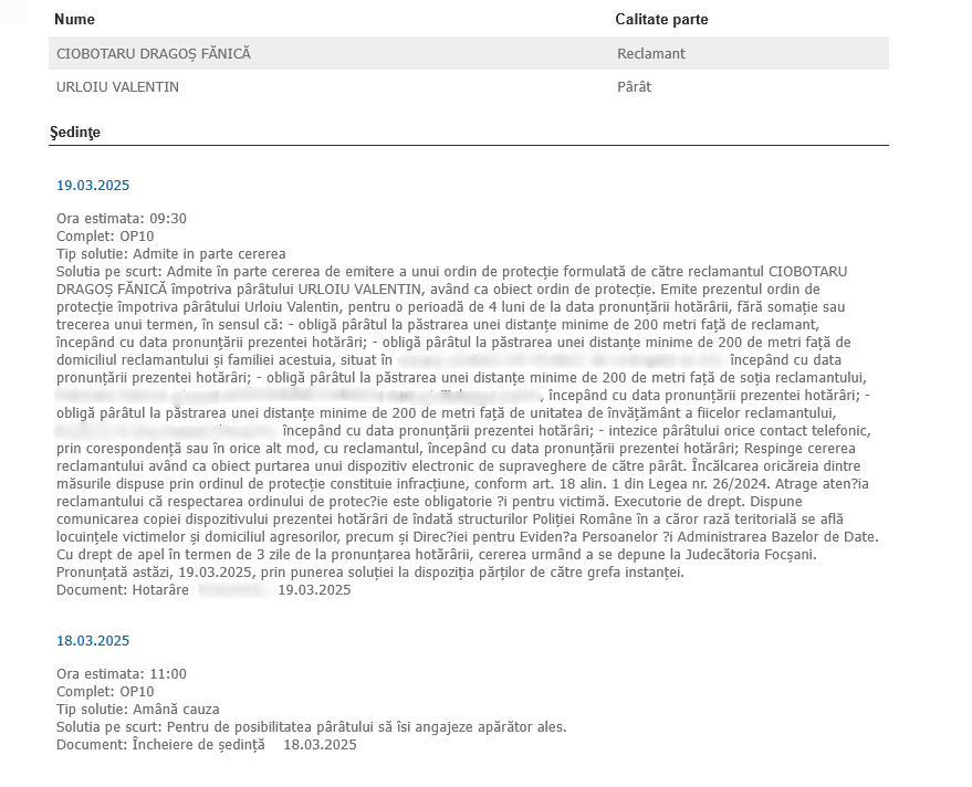 Ordin protectie Dragos Ciobotaru