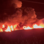 Video. Incendiu de amploare la Matca (Galați), lângă restaurantul Boema.